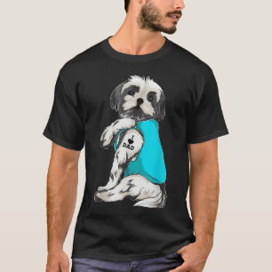 T-shirt Vêtements de tatouage Shih Tzu j'aime papa, Cadeau