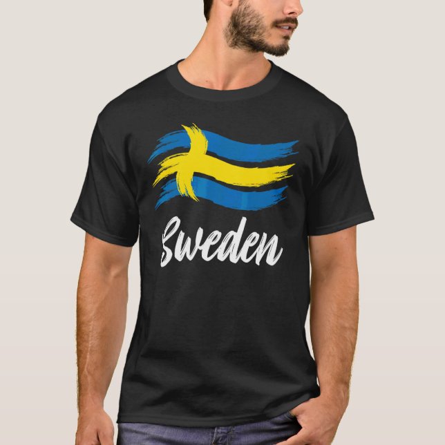 T-shirt Vêtements Drapeau Suède  Conception Unique de Suéd (Devant)