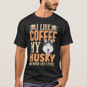 T-shirt Vêtements drôles pour chien Husky addict au café p