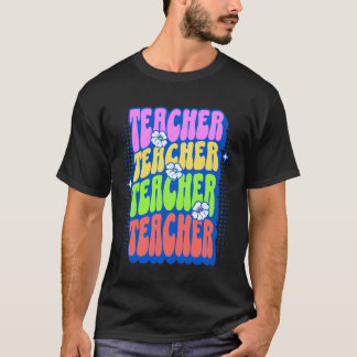 T-shirt Vêtements Floraux Groovy Enseignant Arc-en-ciel Ré