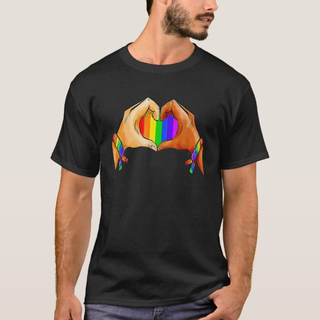 T-shirt Vêtements gay pride LGBT Arc en ciel Coeur LGBT Pr (Devant)