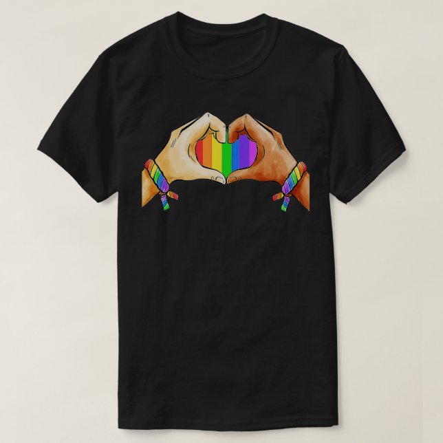 T-shirt Vêtements gay pride LGBT Arc-en-ciel Unité cardiaq (Design devant)