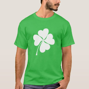 T-shirt Vêtements modernes blancs verts Lucky Clover St.
