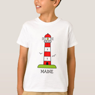T-shirt Vêtements pour enfants marins   Maine phare cartoo