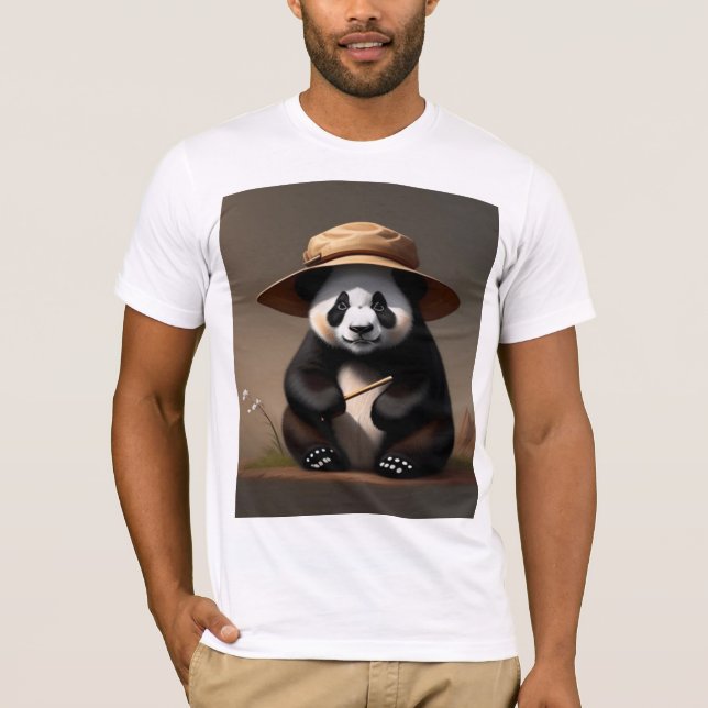 T-shirt Vêtements pour homme, panda trait lin Hut (Devant)