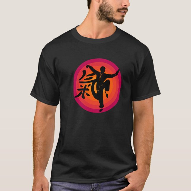 T-shirt vêtements Qi Gong pour Tai Chi exercices avec Chig (Devant)