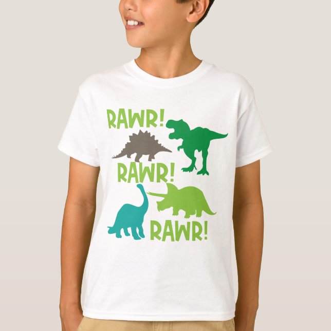 T-shirt Vêtements tendance pour enfants; Dinosaures Imprim (Devant)