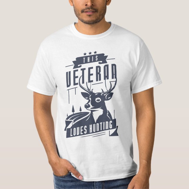 T-shirt Vétéran aime la chasse (Devant)