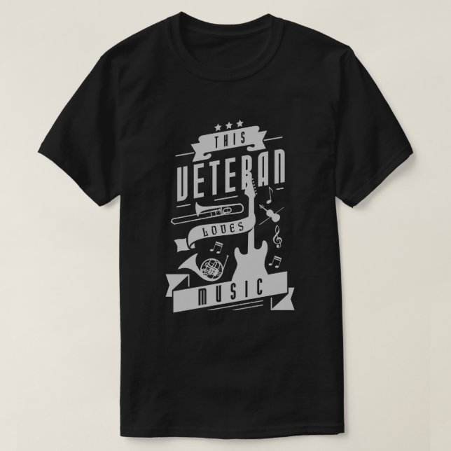 T-shirt Vétéran aime la musique (Design devant)