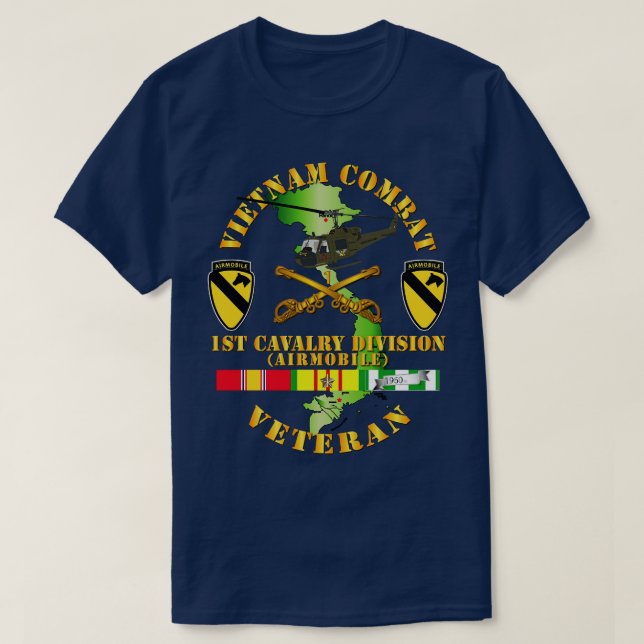 T-shirt Vétéran de la cavalerie de combat du Vietnam avec  (Design devant)
