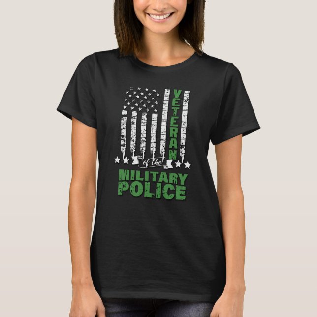 T-shirt Vétéran De La Police Militaire - Drapeau Américain (Devant)