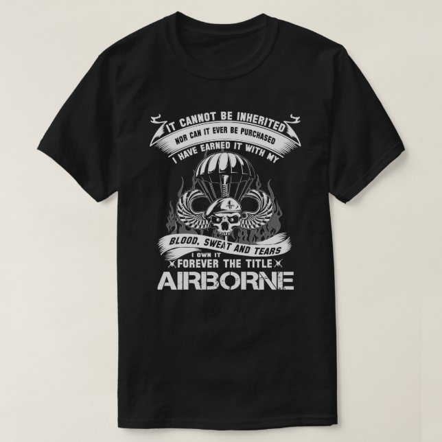 T-shirt Vétéran d'infanterie aéroportée mère ailes de saut (Design devant)