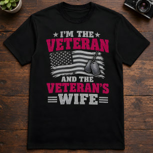 T-shirt Vétéran et femme de vétéran, je suis le double ser