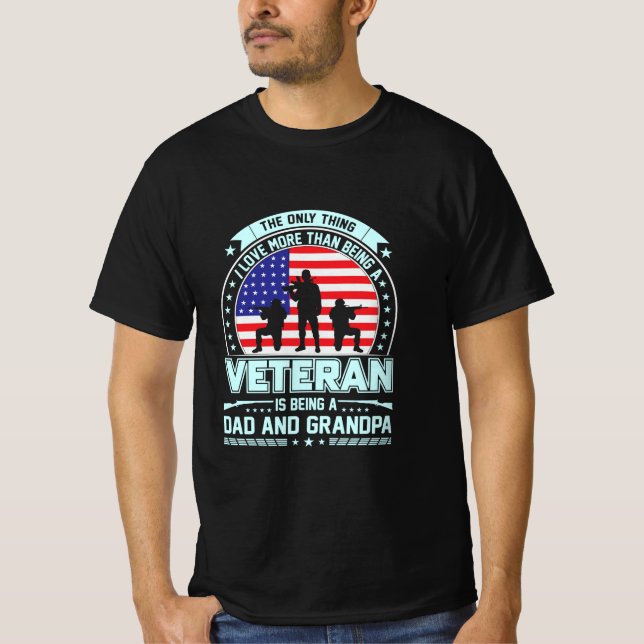 T-shirt Vétéran Être un papa et grand-père USA Anciens com (Devant)