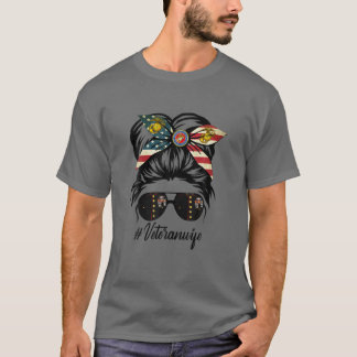 T-shirt Vétéran Femme Militaire Patriotique Message Bun Ch