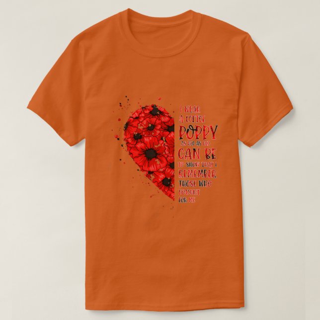 T-shirt Vétéran Jour de peur que nous oublions Red Poppy F (Design devant)