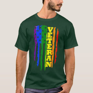 T-shirt Vétéran LGB Gay pride Rainbow American Drapeau Mil
