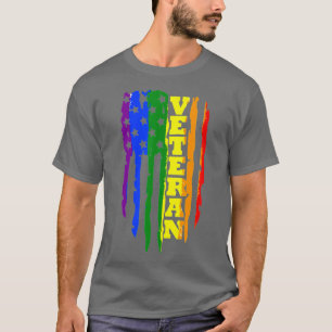 T-shirt Vétéran LGBT Gay pride Rainbow American Flag Milit