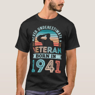 T-shirt Vétéran né en 1941 80e anniversaire Cadeau militai
