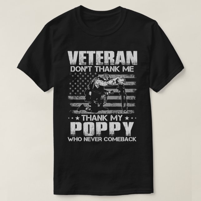 T-shirt Vétéran ne me remercie pas Merci à mon POPPY qui n (Design devant)