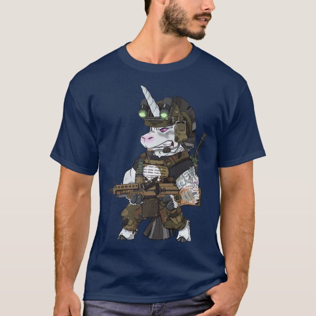 T-shirt Veteran Operator Military Tactical Unicorn (Devant)