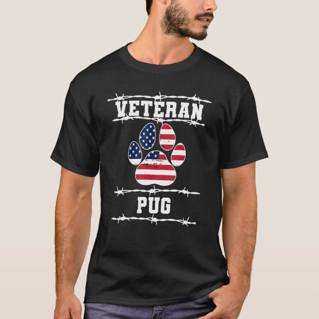 T-shirt Vétéran Pug Chien Retraité Retraite Animaux de com (Devant)