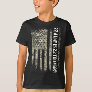 T-shirt Vétéran Suicide Awareness Drapeau Usa 22 Par Jour 