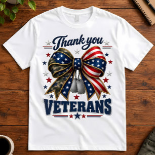 T-shirt Vétéran Supporter Merci aux Vétérans Camo Nœud