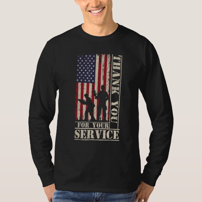 T-shirt Veteran Thank You For Your Service US Flag Veteran (Devant)