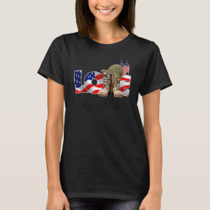 T-shirt Vétéran US Drapeau Combat Boot Aimer Mon Soldat