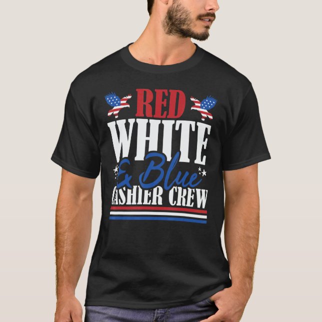 T-shirt Veteran US Flag Red White & Blue Cashier Crew (Devant)