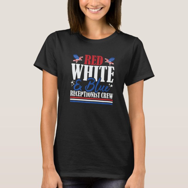 T-shirt Veteran US Flag Red White & Blue Receptionist Crew (Devant)