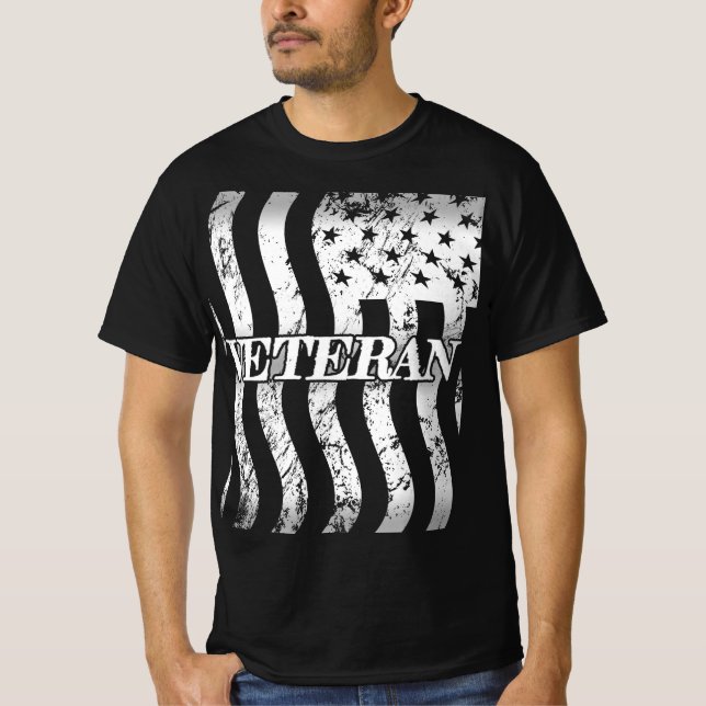 T-shirt Vétéran USA - vintage vertical blanc (Devant)