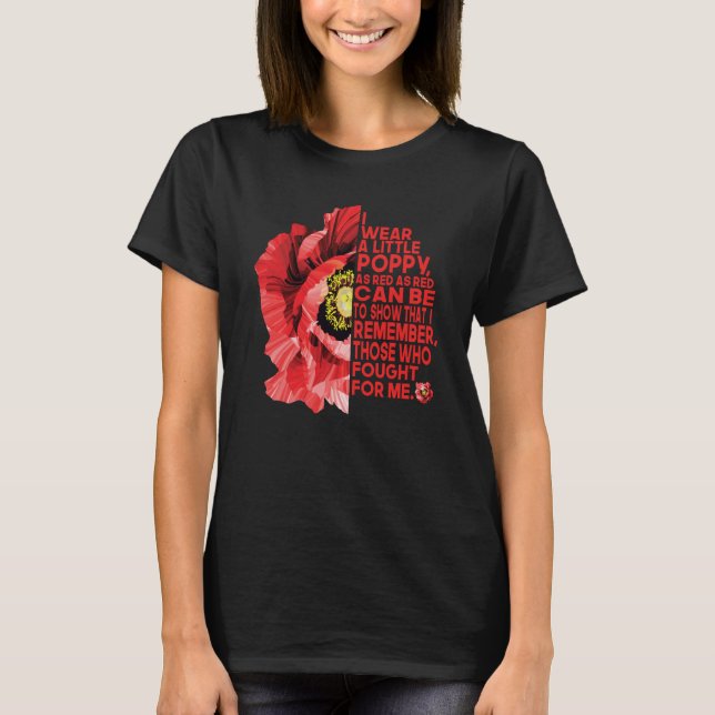 T-shirt Veterans Day Red Poppy I wear a poppy (Devant)