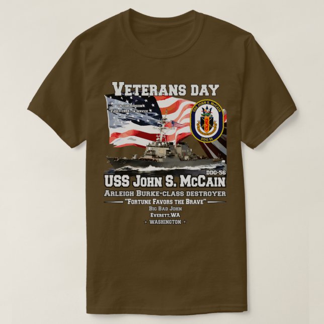 T-shirt Vétérans de destroyer USS John S McCain (Design devant)