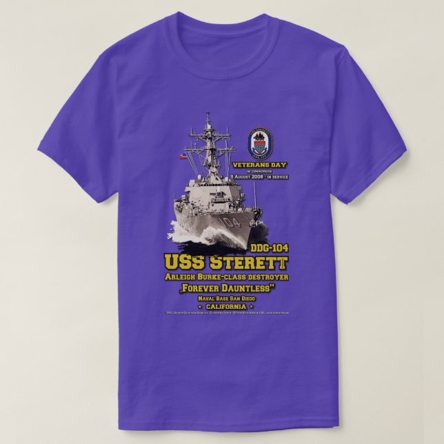 T-shirt Vétérans de destroyer USS Sterett DDG104 (Design devant)