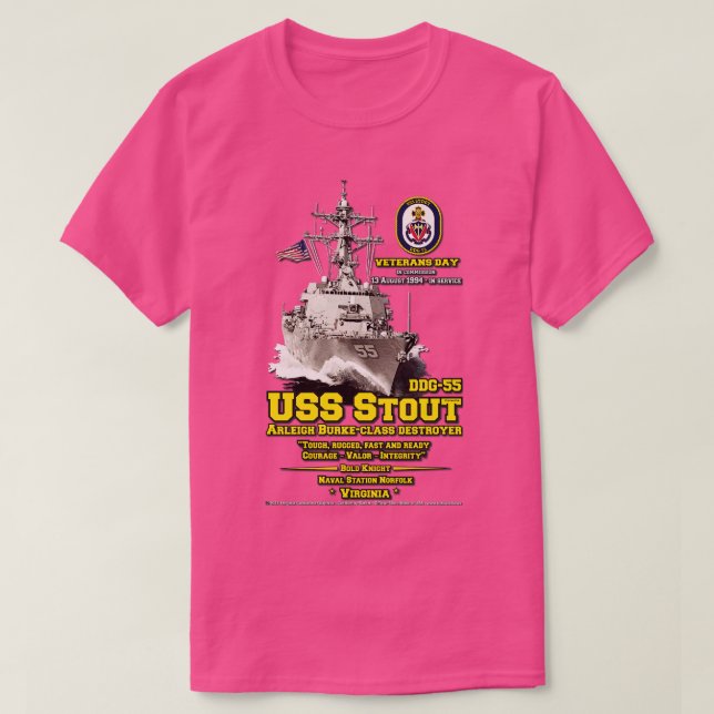 T-shirt Vétérans de destroyer USS Stout DDG55 (Design devant)