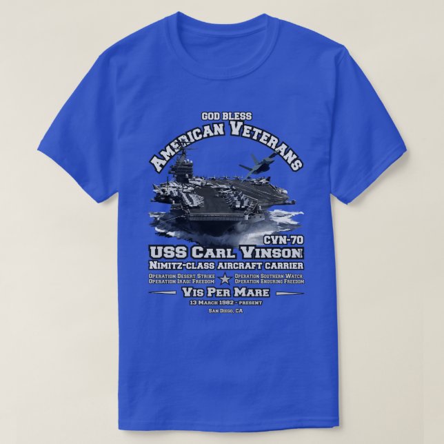 T-shirt vétérans des porte-avions USS l Vinson CVN70 (Design devant)