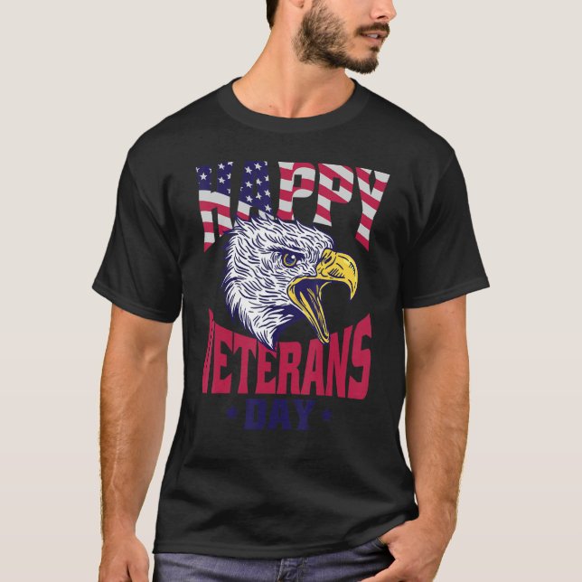 T-shirt Vétérans USA fiers Joyeux Veterans Day (Devant)