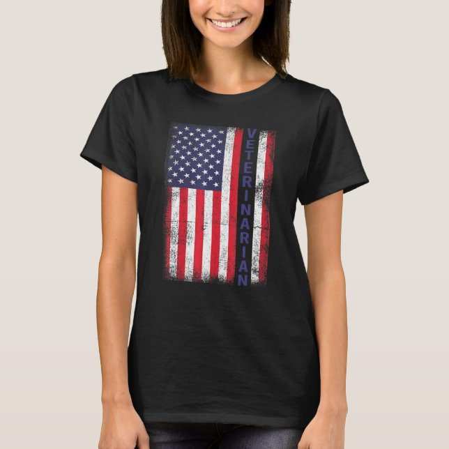 T-shirt Vétérinaire américain patriotique Vintage Usa Drap (Devant)