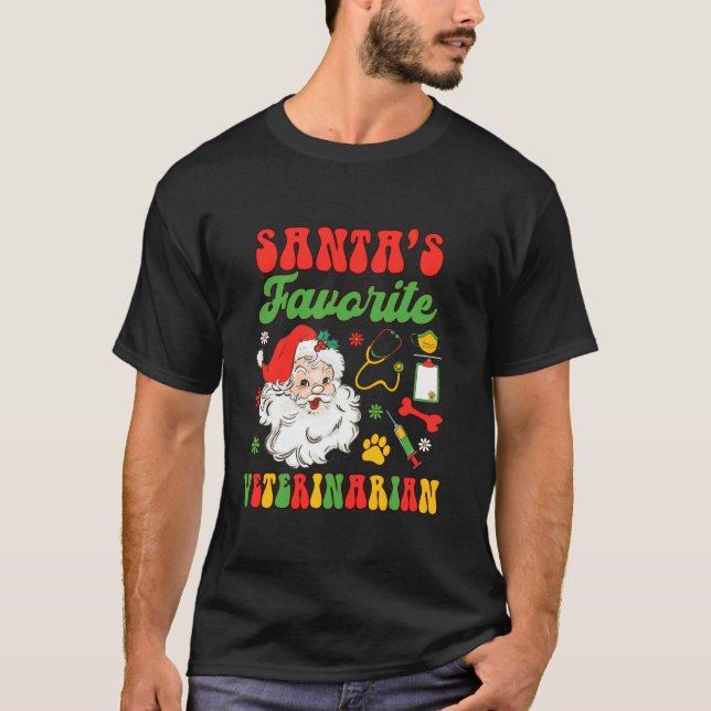 T-shirt Vétérinaire de Noël Vet Tech Père Noël Favori Vet (Devant)