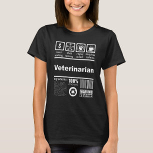 T-shirt Vétérinaire - Faits nutritionnels pour vétérinaire