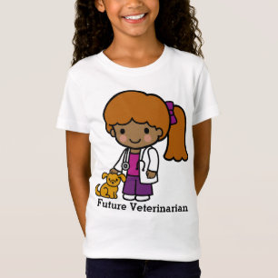 T-Shirt Vétérinaire mignonne fille avec chiot