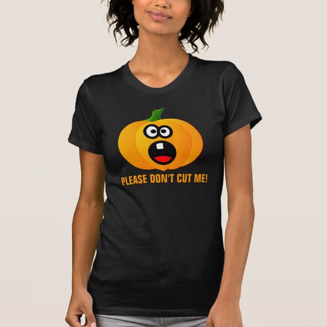 T-shirt Veuillez ne pas découper le citrouille effrayé de (Devant)