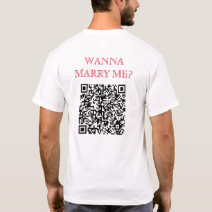 T-shirt Veux Me Marier QR Code sur le dos Funny Blanc