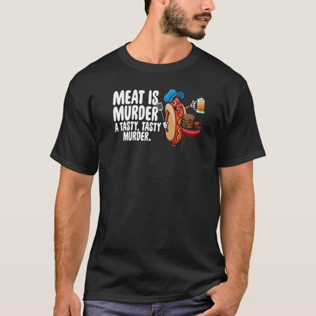 T-shirt Viande Est Meurtre Un Tasty Meurtre Hommes Sauciss (Devant)