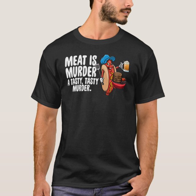 T-shirt Viande Est Meurtre Un Tasty Meurtre Hommes Sauciss (Devant)