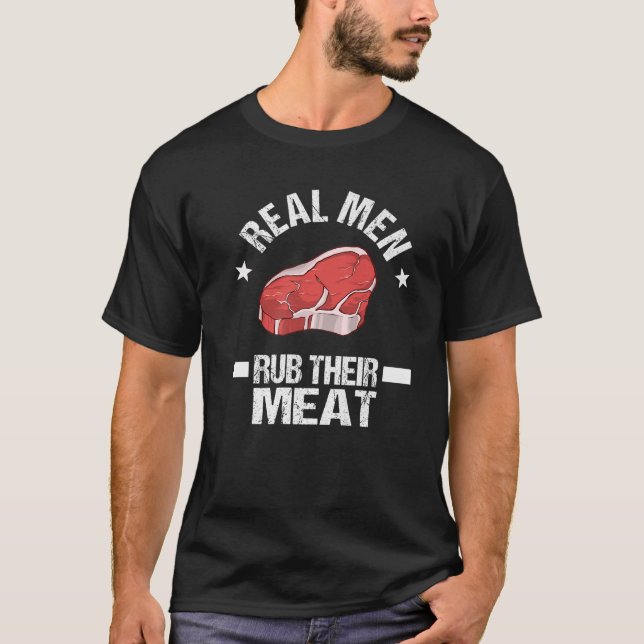 T-shirt Viande Fumer BBQ Lover Drôle Hommes Fausse Leur Vi (Devant)