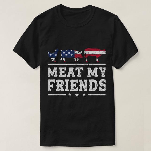 T-shirt Viande Mes Amis Grilling Pitmaster Fumer Grillmas (Design devant)