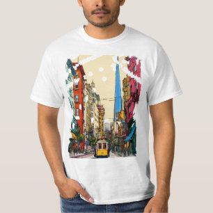 T-shirt Vibe urbaine : Élégance du paysage avec le mouveme
